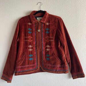 Folk-Inspired Coldwater Creek Women's Sz PM Authentic Velvet Embroidered Jacket